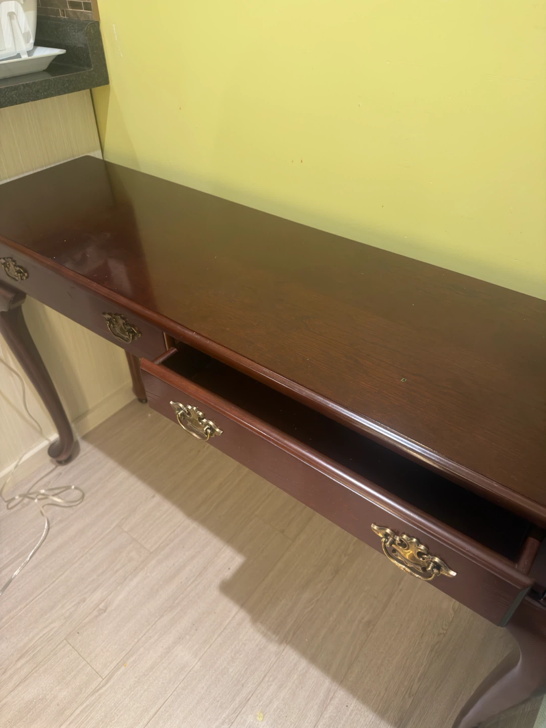 Dark Wood Console Table with Drawers - photo 3