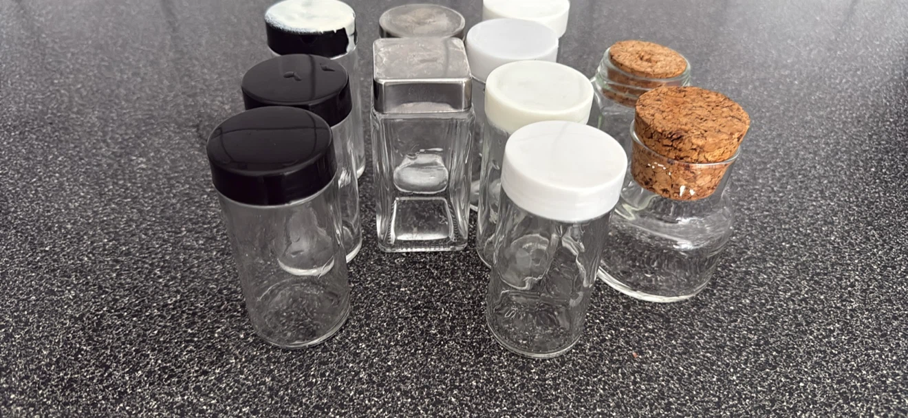 Assorted Glass Spice Jars with Lids