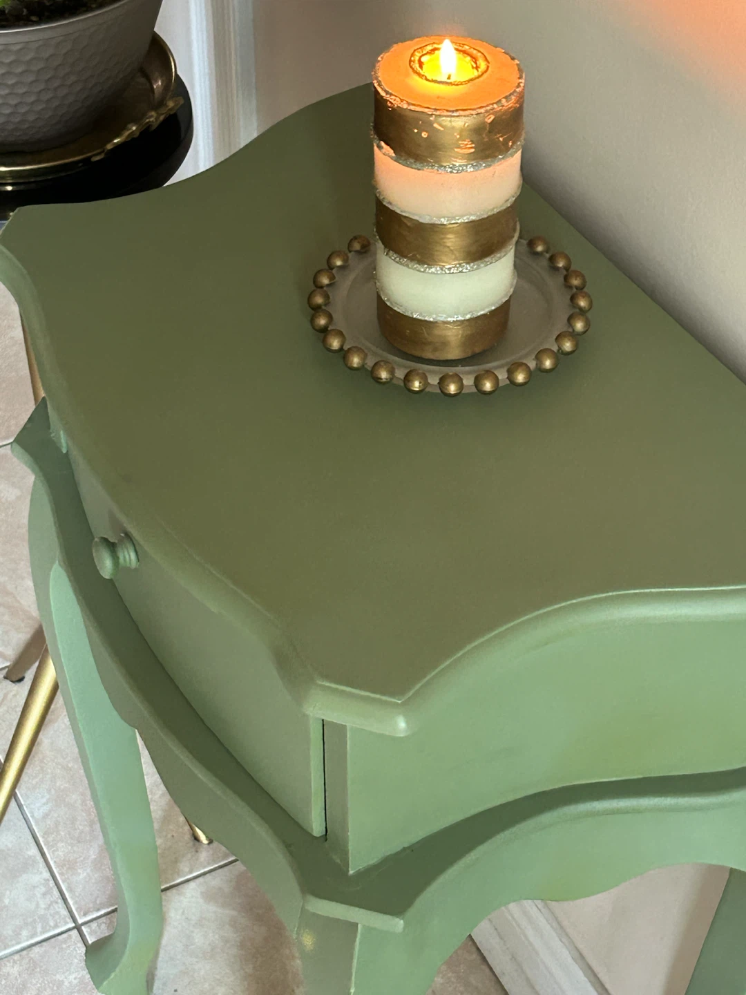 Green Side Table with Drawer - photo 2
