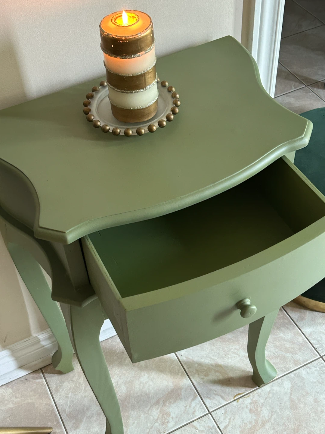 Green Side Table with Drawer - photo 3