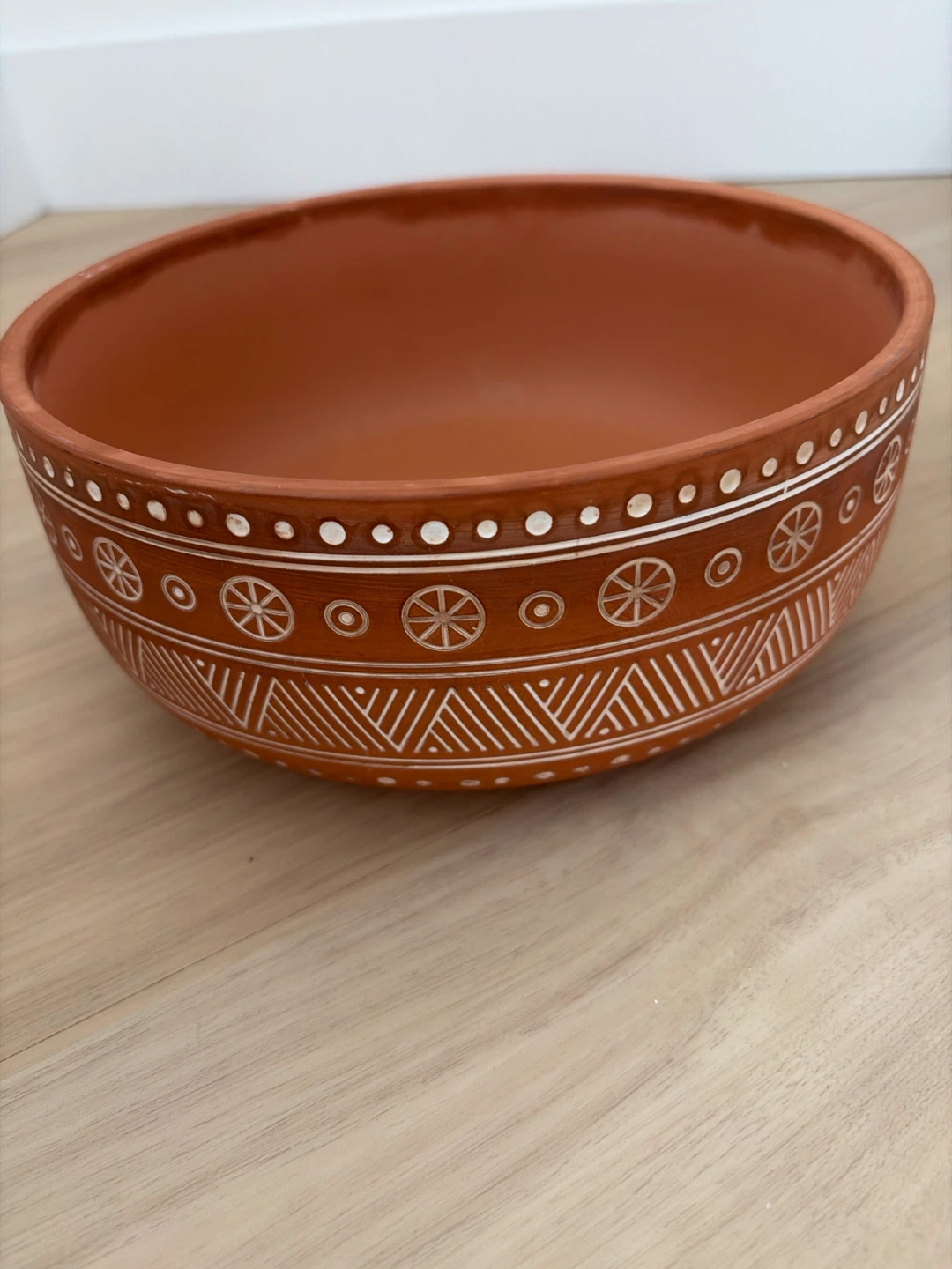 Terracotta Bowl with Decorative Pattern