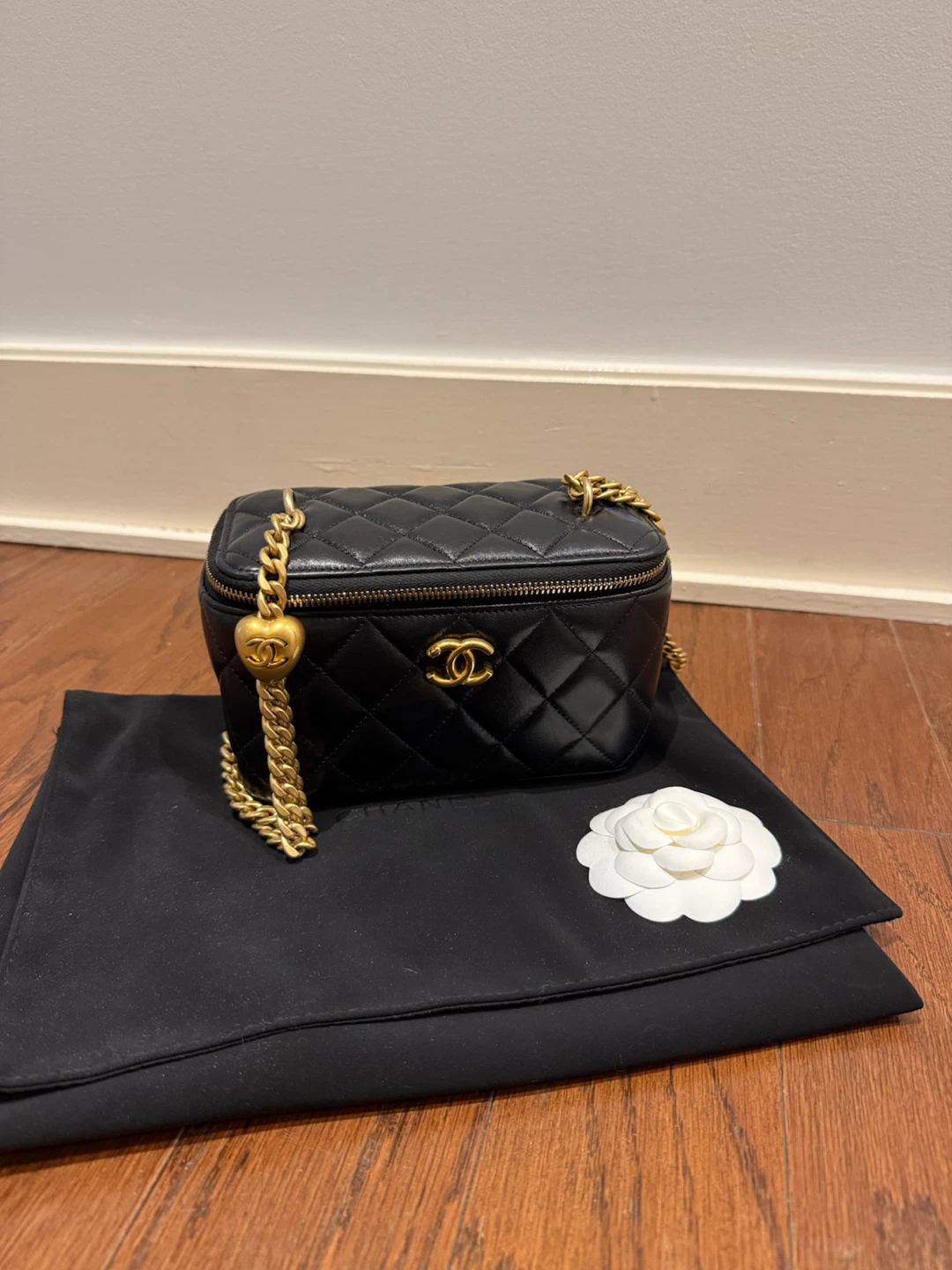 Chanel Black Quilted Vanity Case