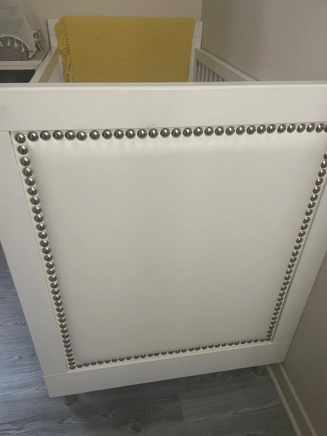 White Crib with Upholstered End