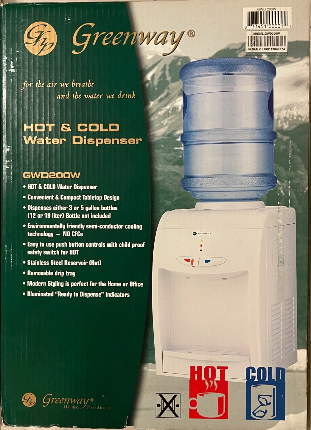 Brand New Desk-top Hot & Cold Water Dispenser