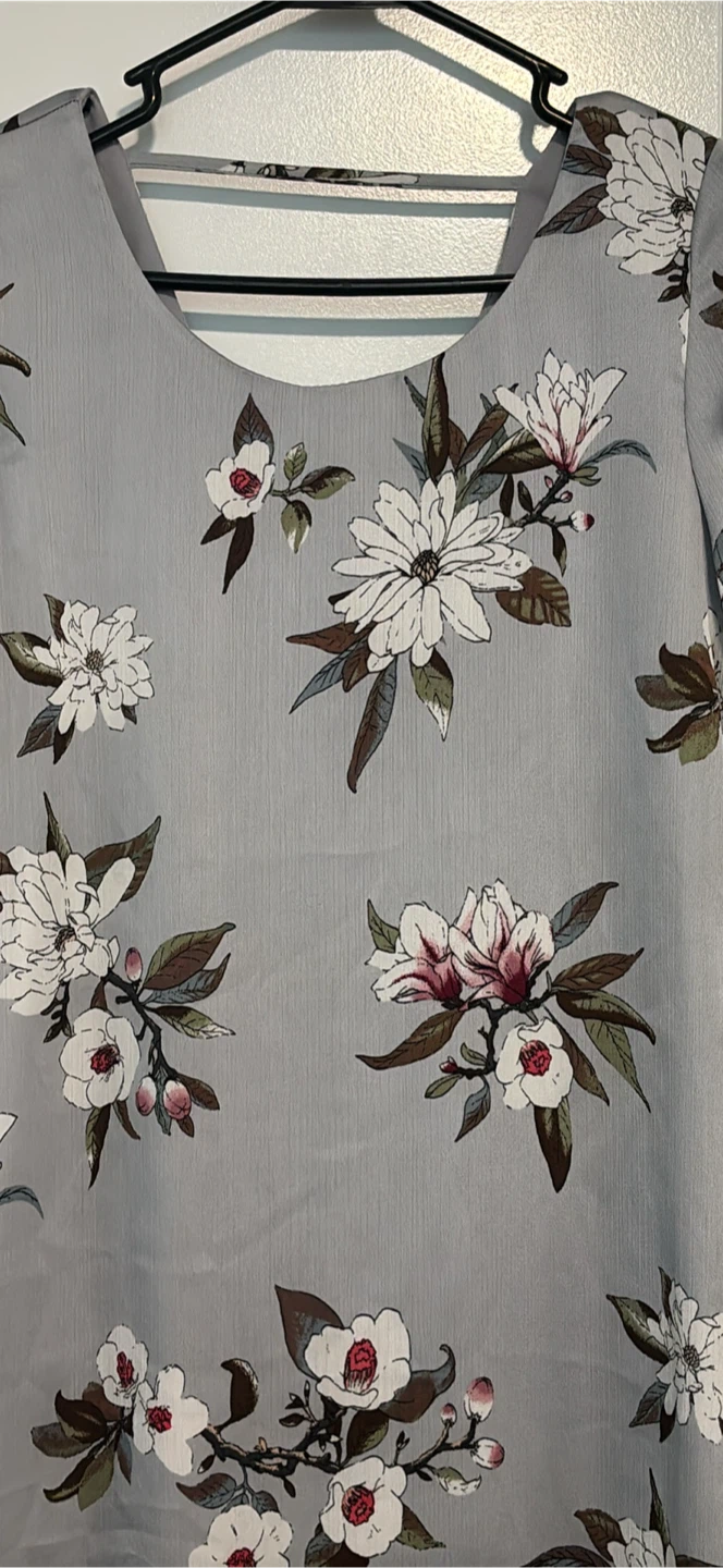 Grey Floral Print Dress - photo 2
