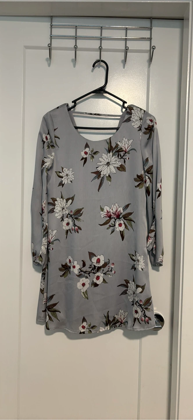 Grey Floral Print Dress - photo 3