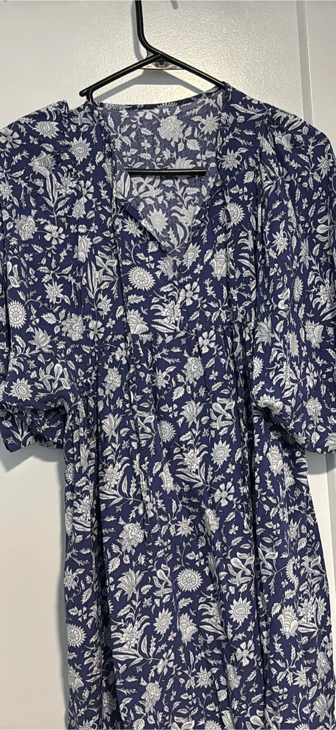 Blue and White Floral Print Blouse - photo 2