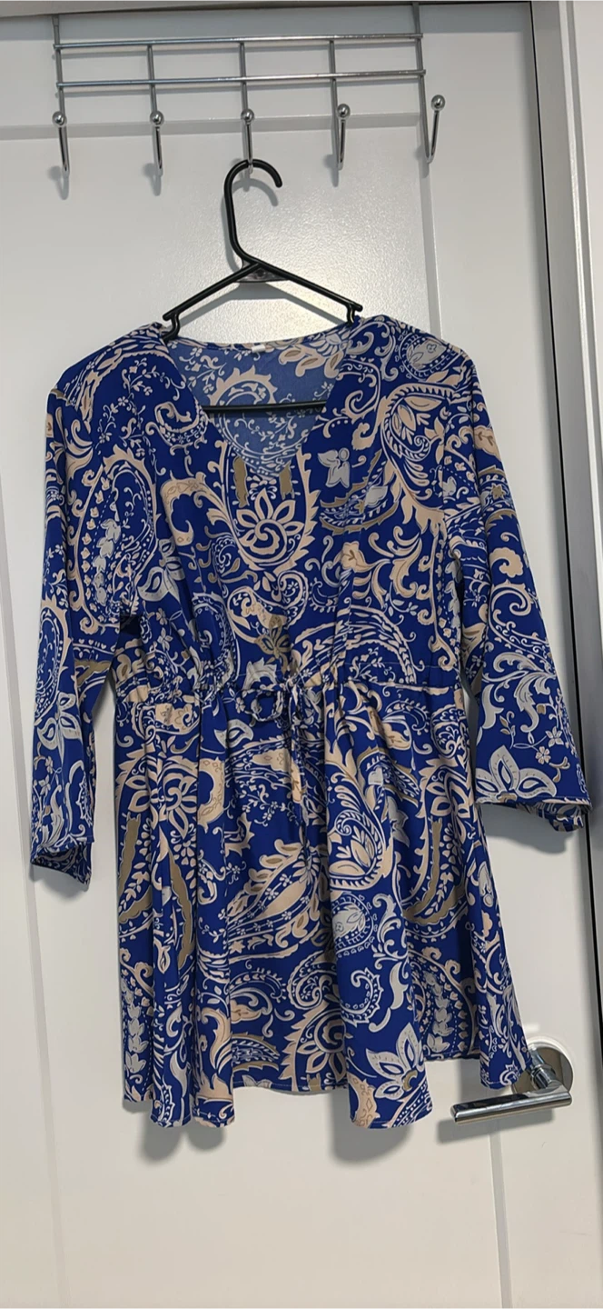 Blue paisley print wide leg pants and matching top