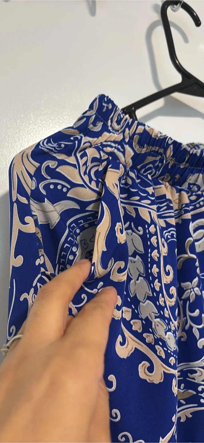 Blue paisley print wide leg pants and matching top - photo 3
