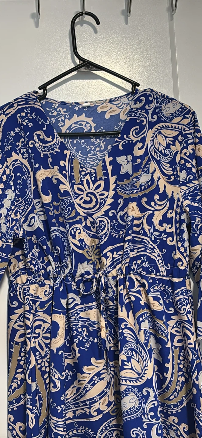 Blue paisley print wide leg pants and matching top - photo 4