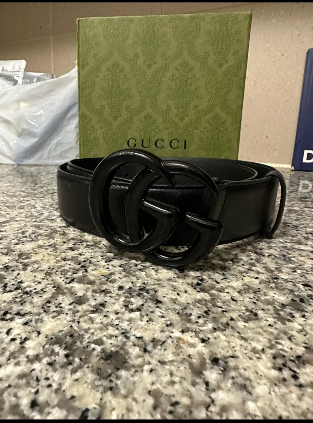 Gucci GG Marmont Belt Black Leather Size 90