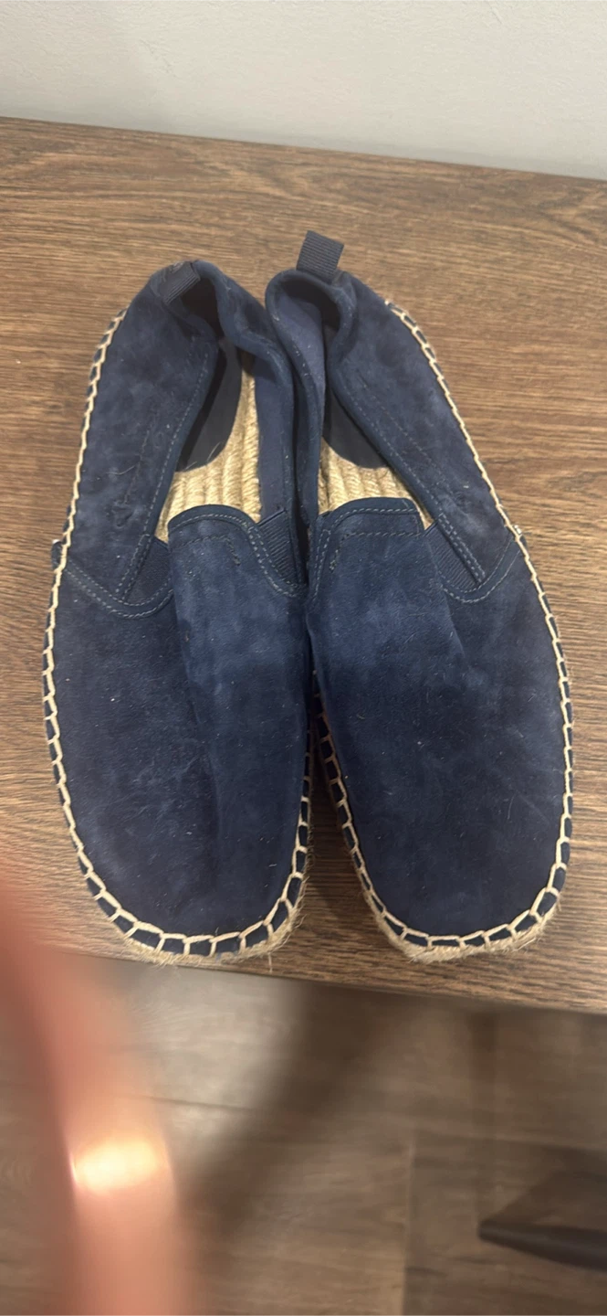Navy Blue Suede Espadrille Flats