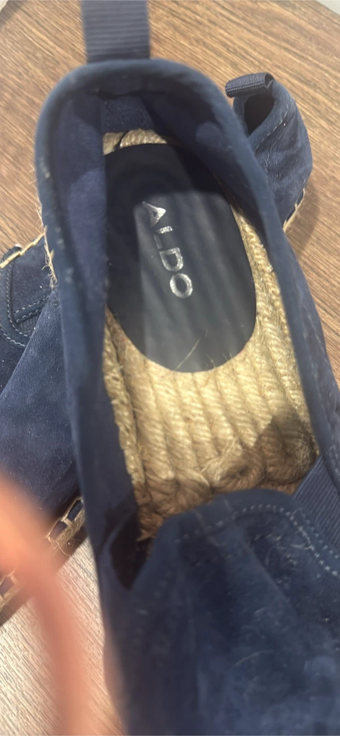 Navy Blue Suede Espadrille Flats - photo 2