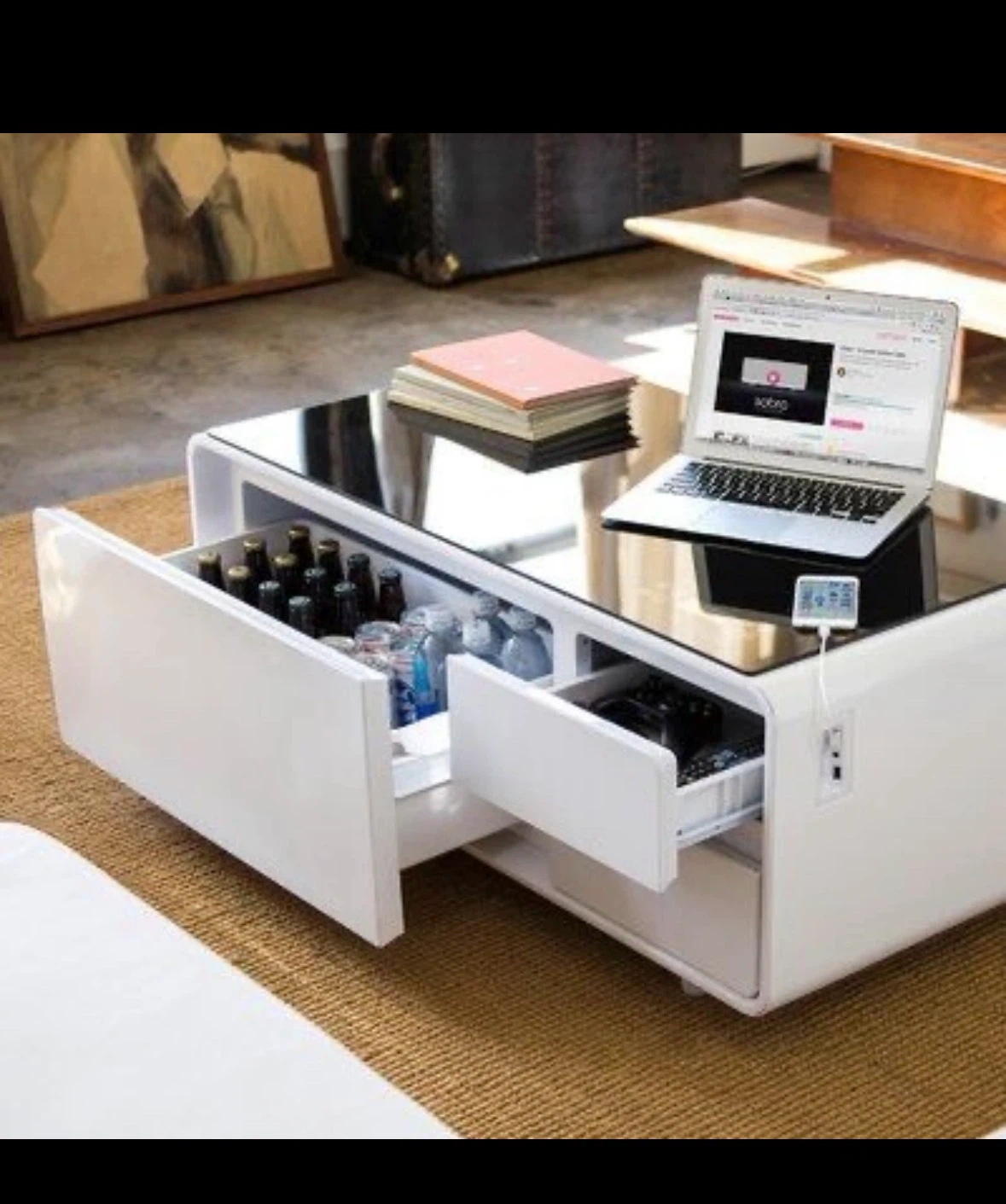 Sobro Smart Coffee Table with Refrigerator and Bluetooth Speaker