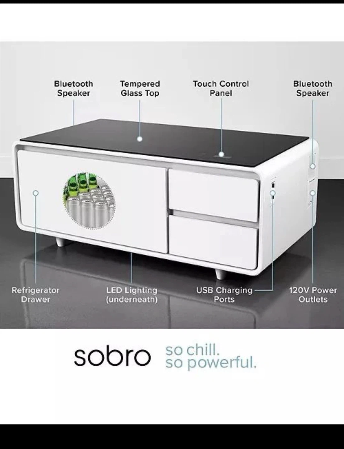 Sobro Smart Coffee Table with Refrigerator and Bluetooth Speaker - photo 2