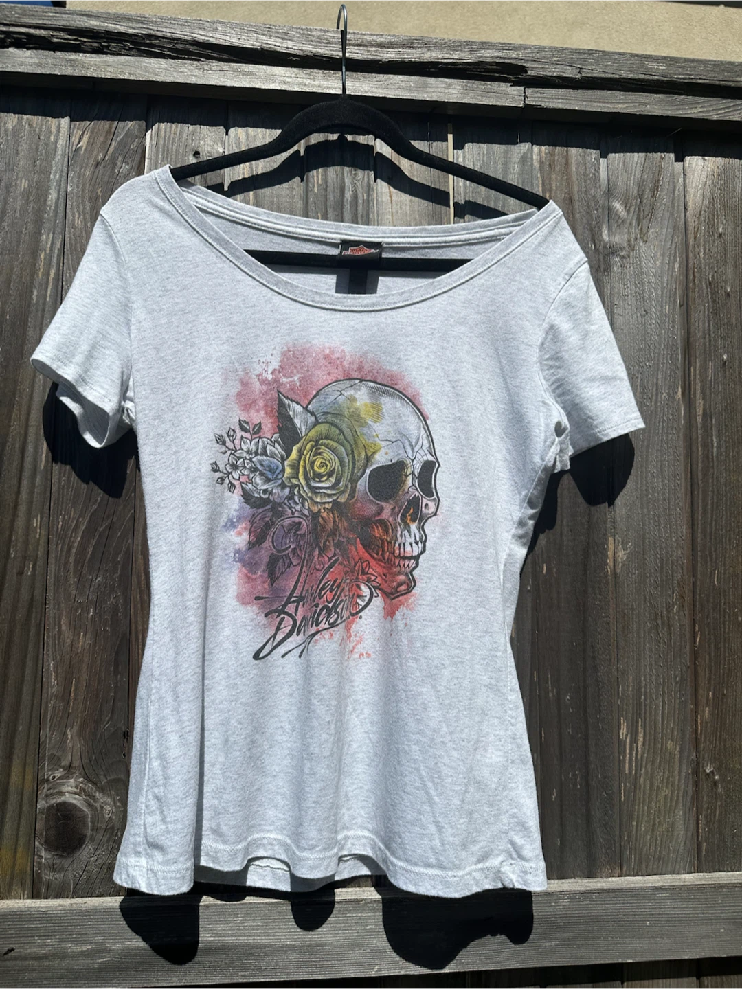 Harley-Davidson T-Shirt Skull & Roses Graphic Tee
