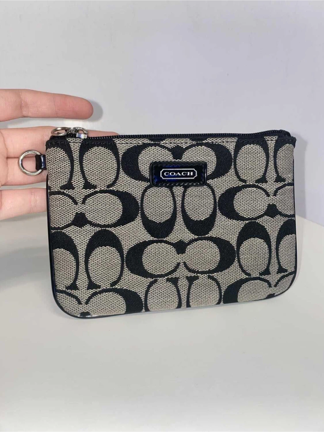 Coach Signature C Monogram Wristlet Pouch