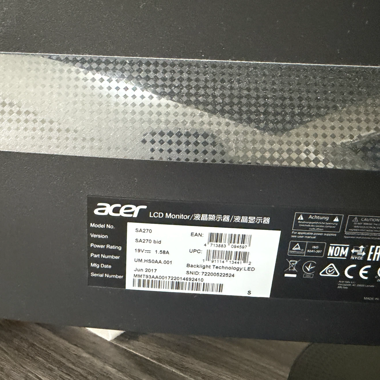 Acer SA270 LCD Monitor