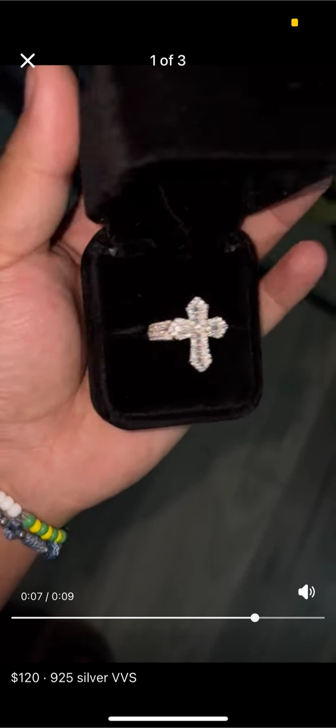 Cross Ring - 925 Silver VVS - photo 5