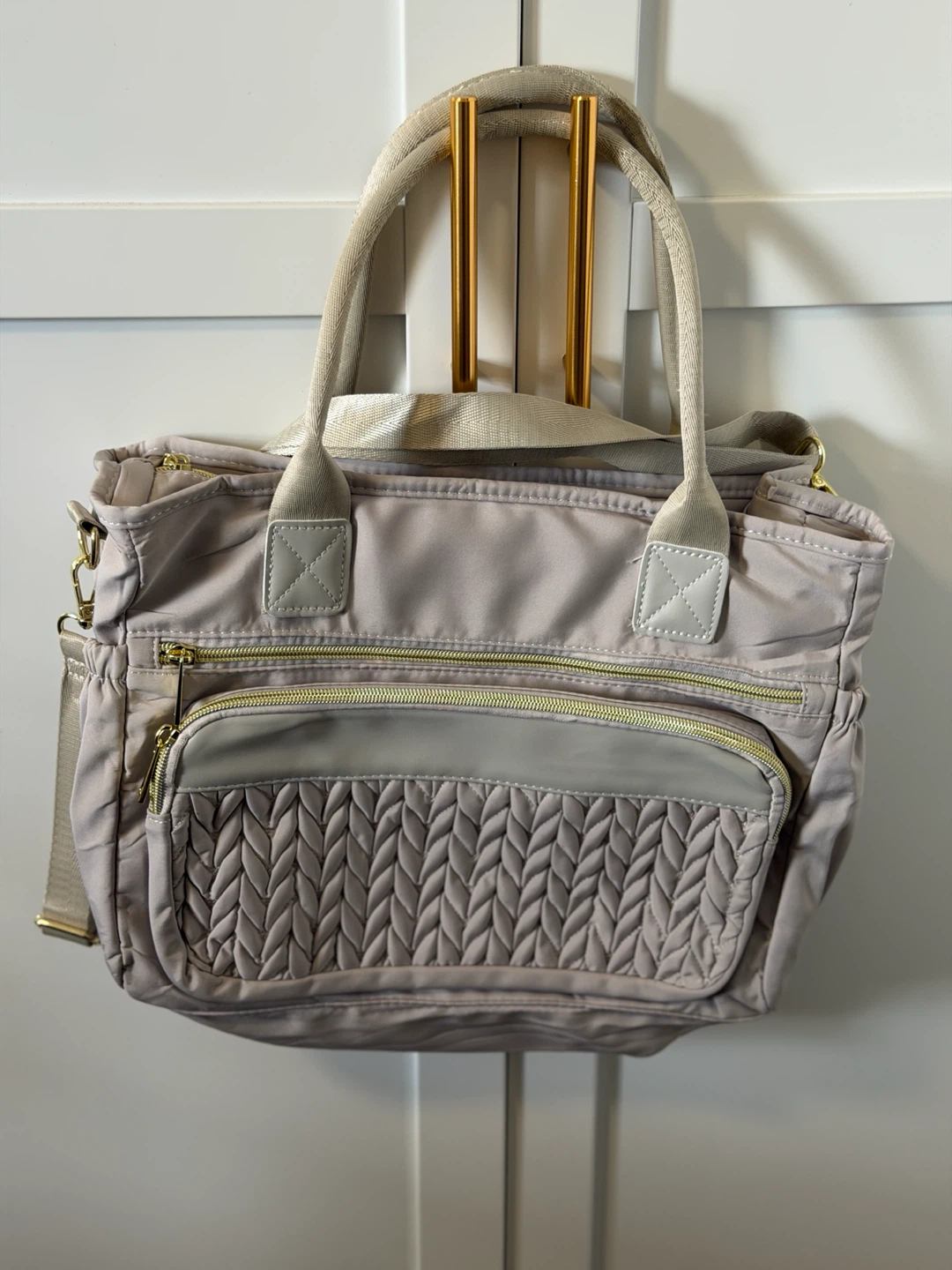 Beige Nylon Tote Bag