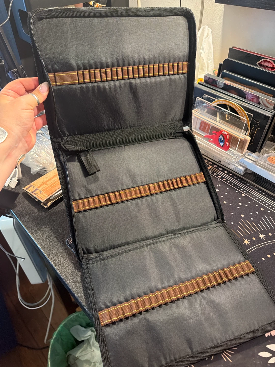 Black Zippered Pencil Case Organizer