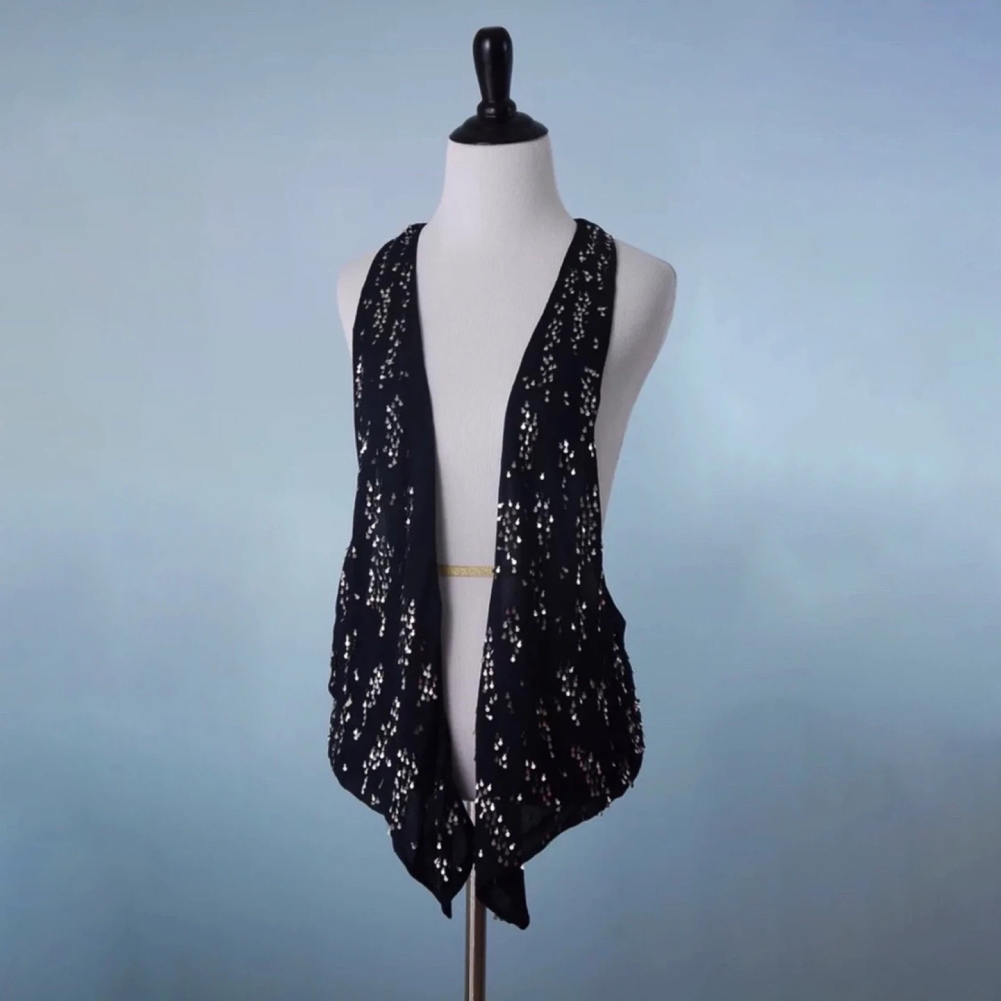 Stylist Closet Sale ✨ Navy  Embroidered Sequin Vest - New - photo 3