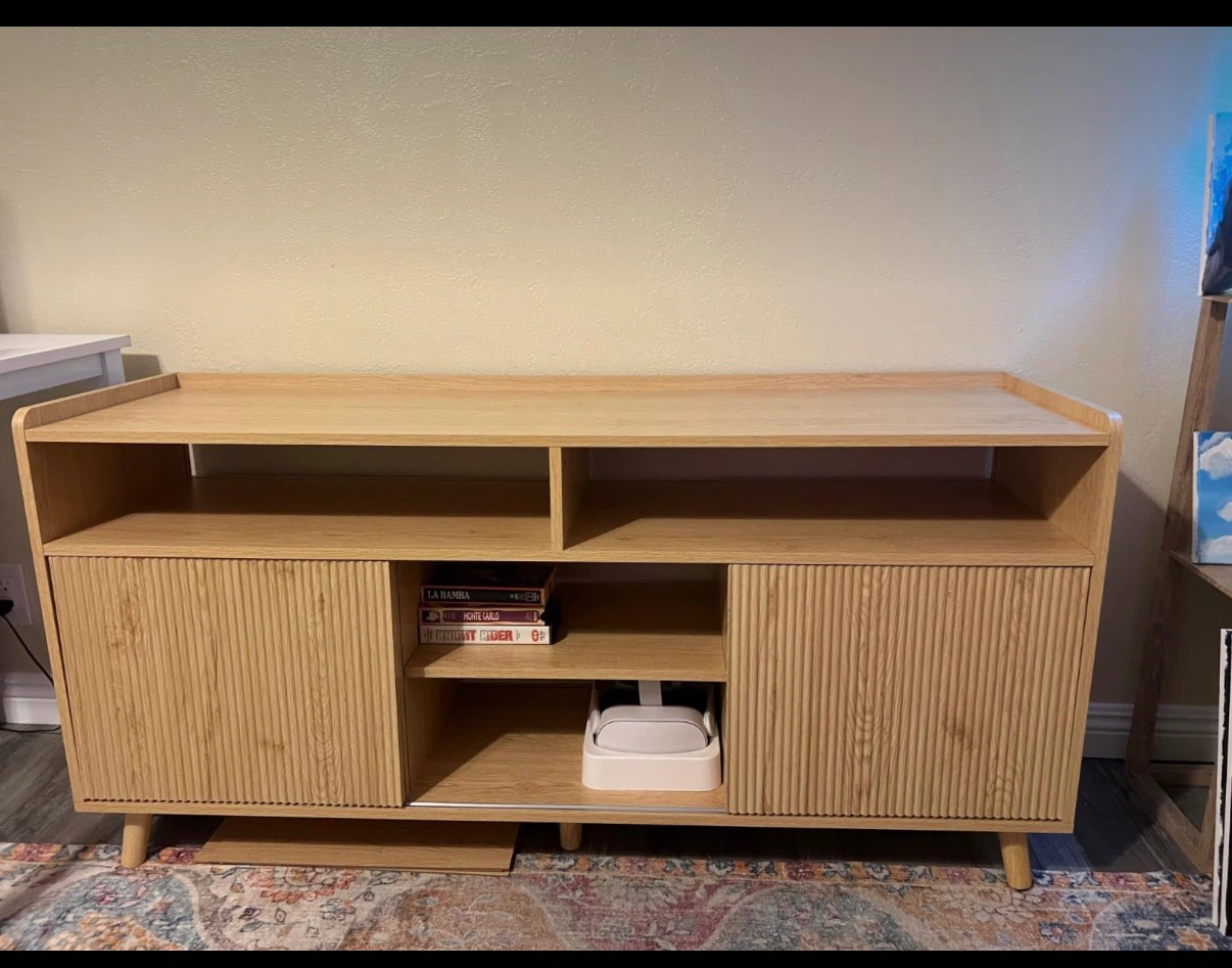 Wood TV Stand Console with Doors