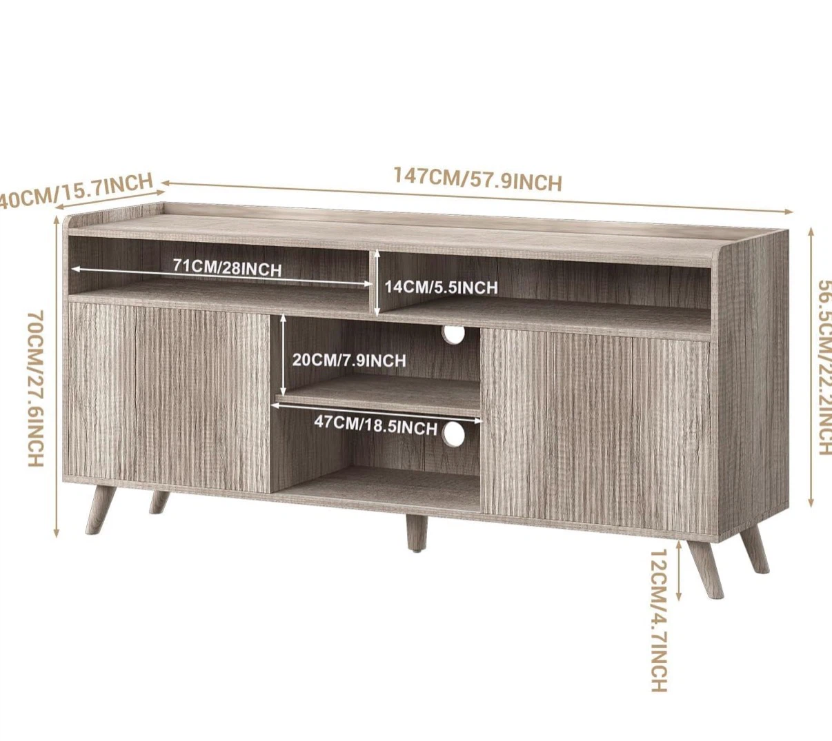 Wood TV Stand Console with Doors - photo 3