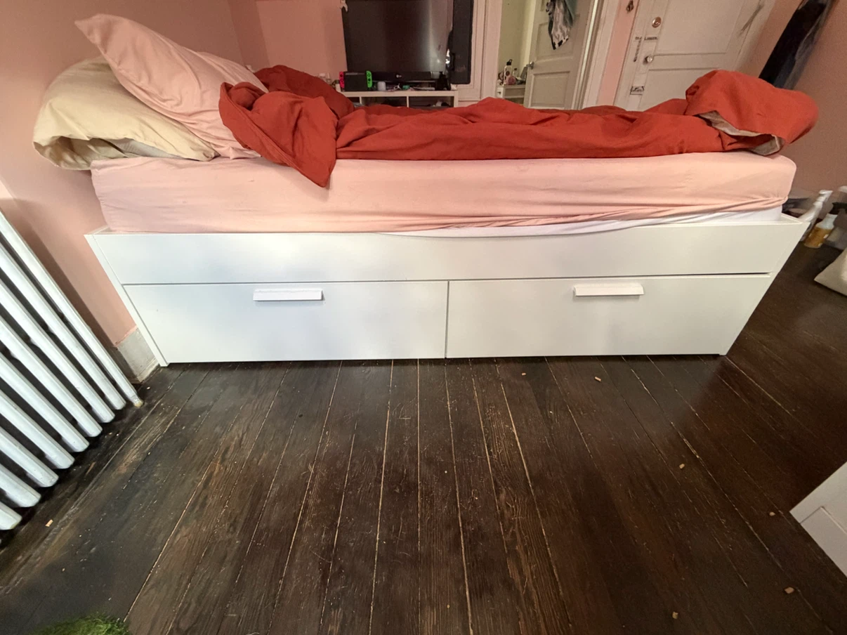 White Full Bed Frame with Drawers - photo 2