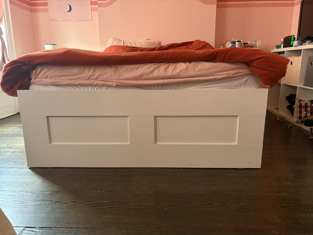 White Full Bed Frame with Drawers - photo 4