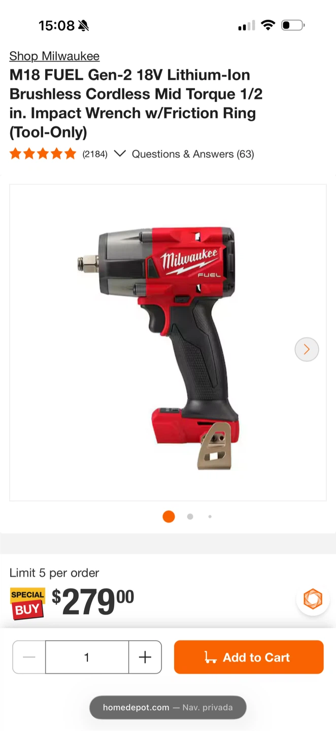 Milwaukee M18 FUEL Gen-2 18V Cordless Mid Torque Impact Wrench
