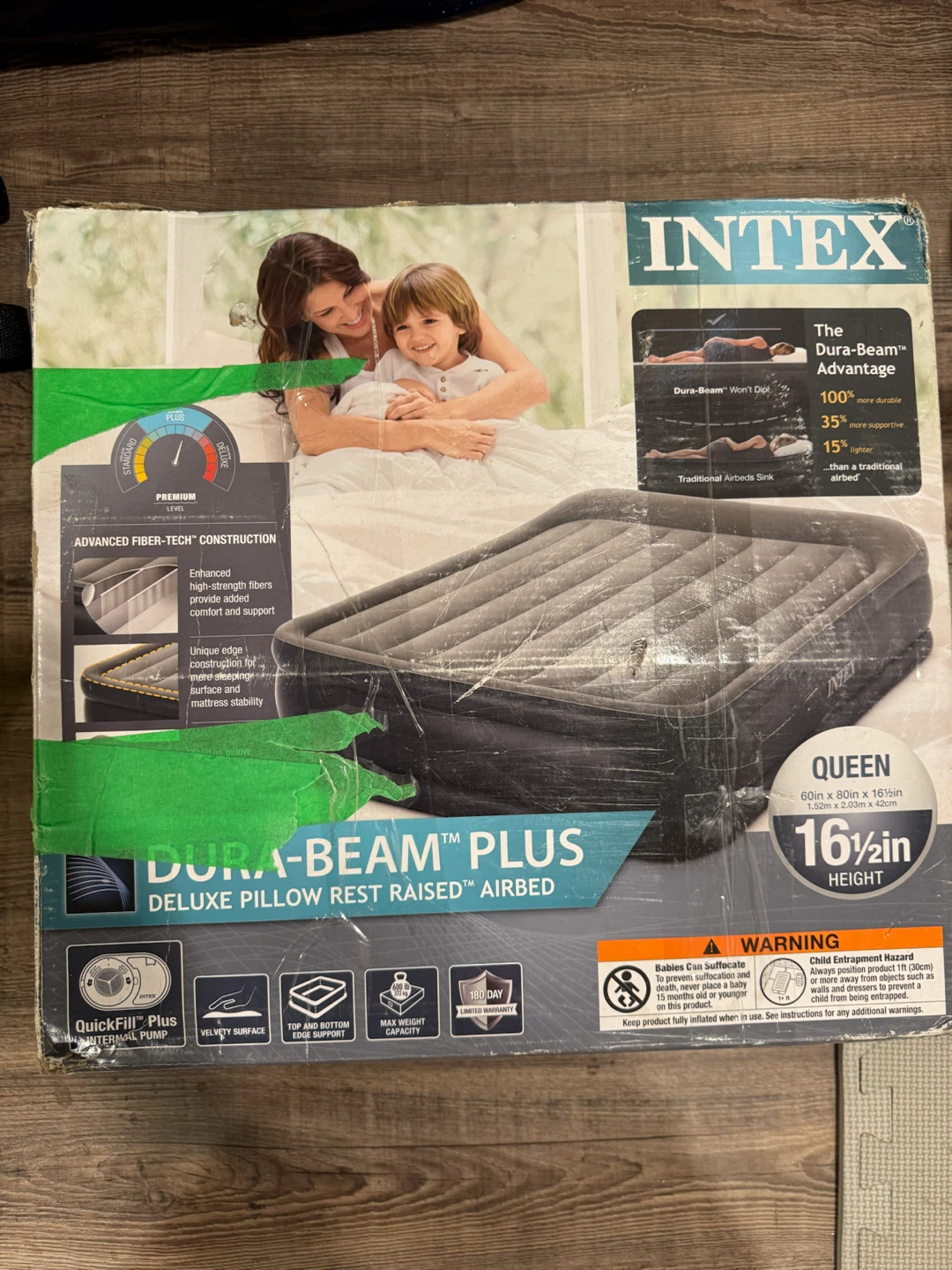 Intex Queen Dura-Beam Plus Deluxe Airbed 16.5 inch Height