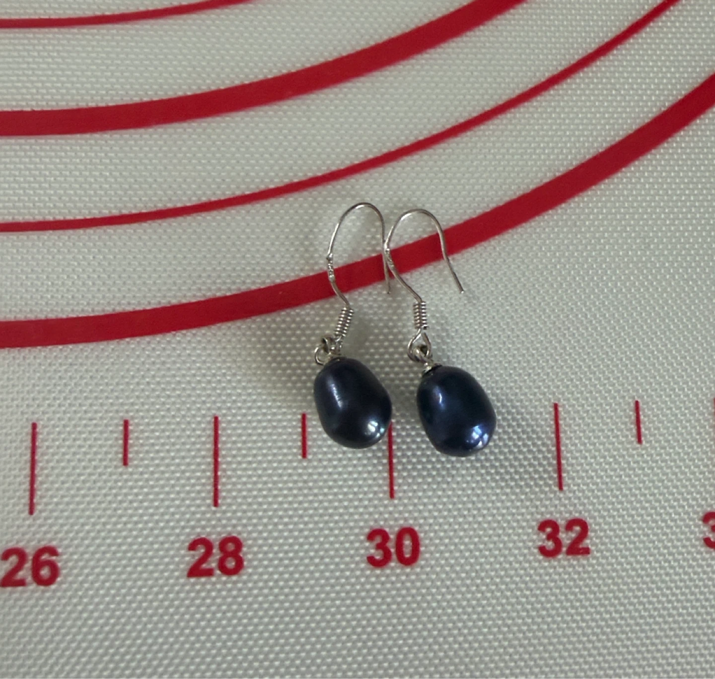 Genuine Blue Black Pearl Sterling Silver Dangle Earring - photo 2