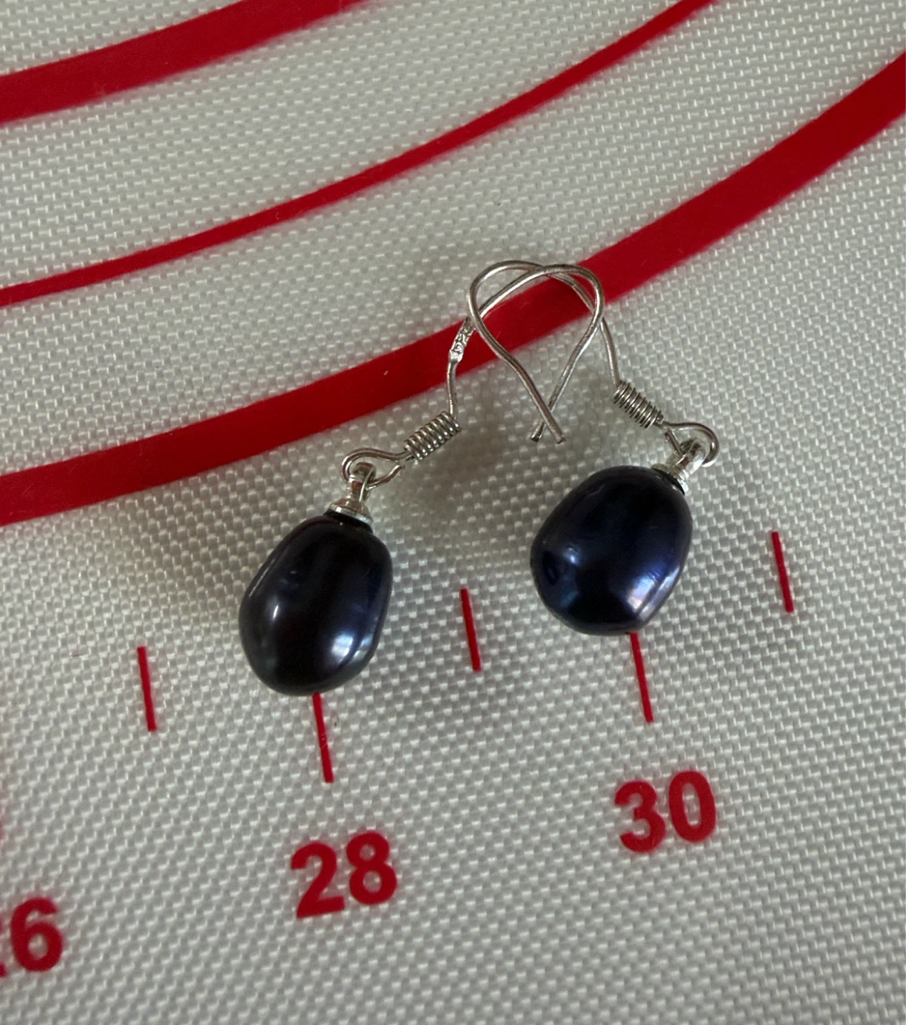 Genuine Blue Black Pearl Sterling Silver Dangle Earring - photo 4
