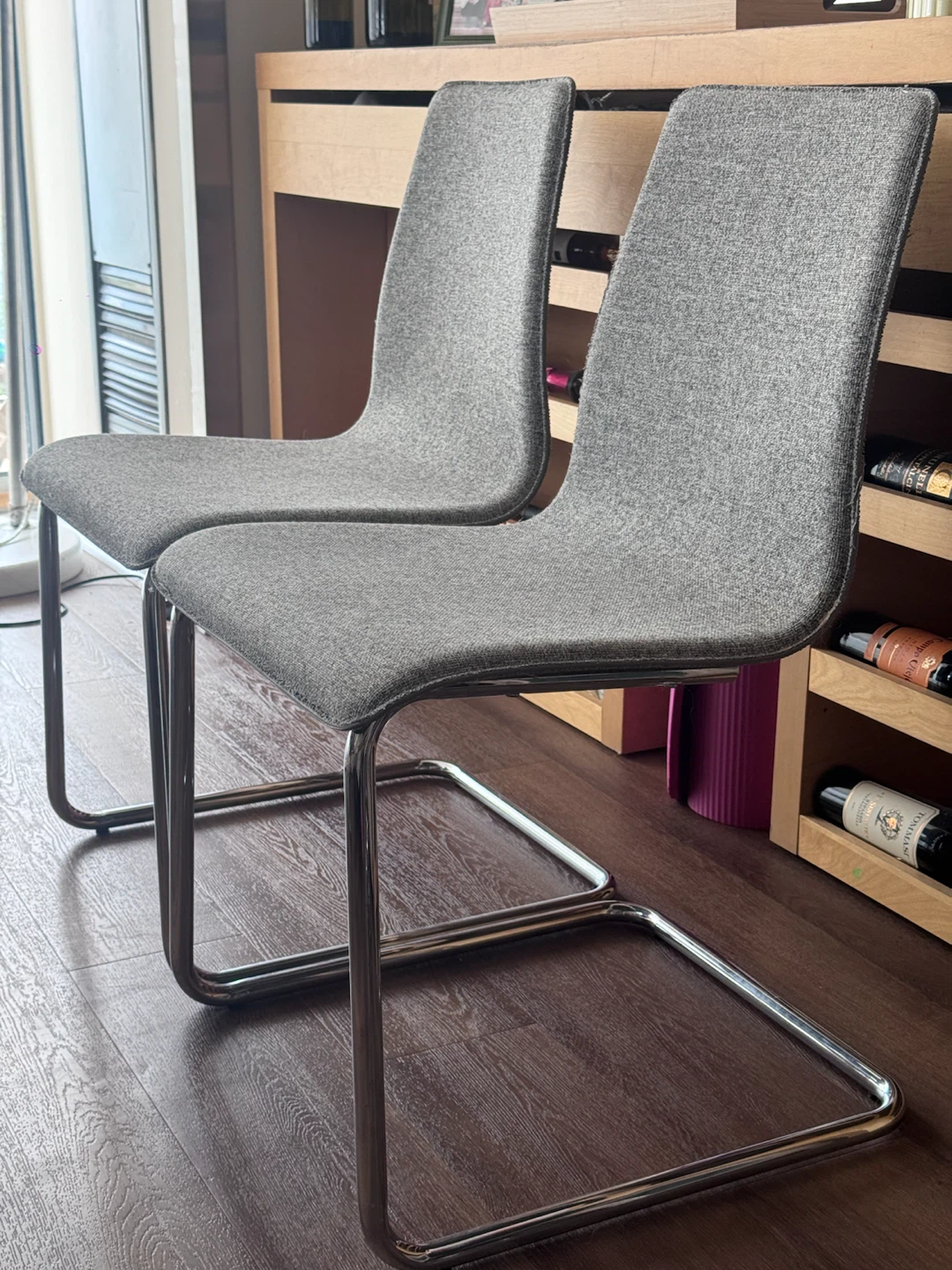 Grey Fabric Dining Chairs - Set of 2