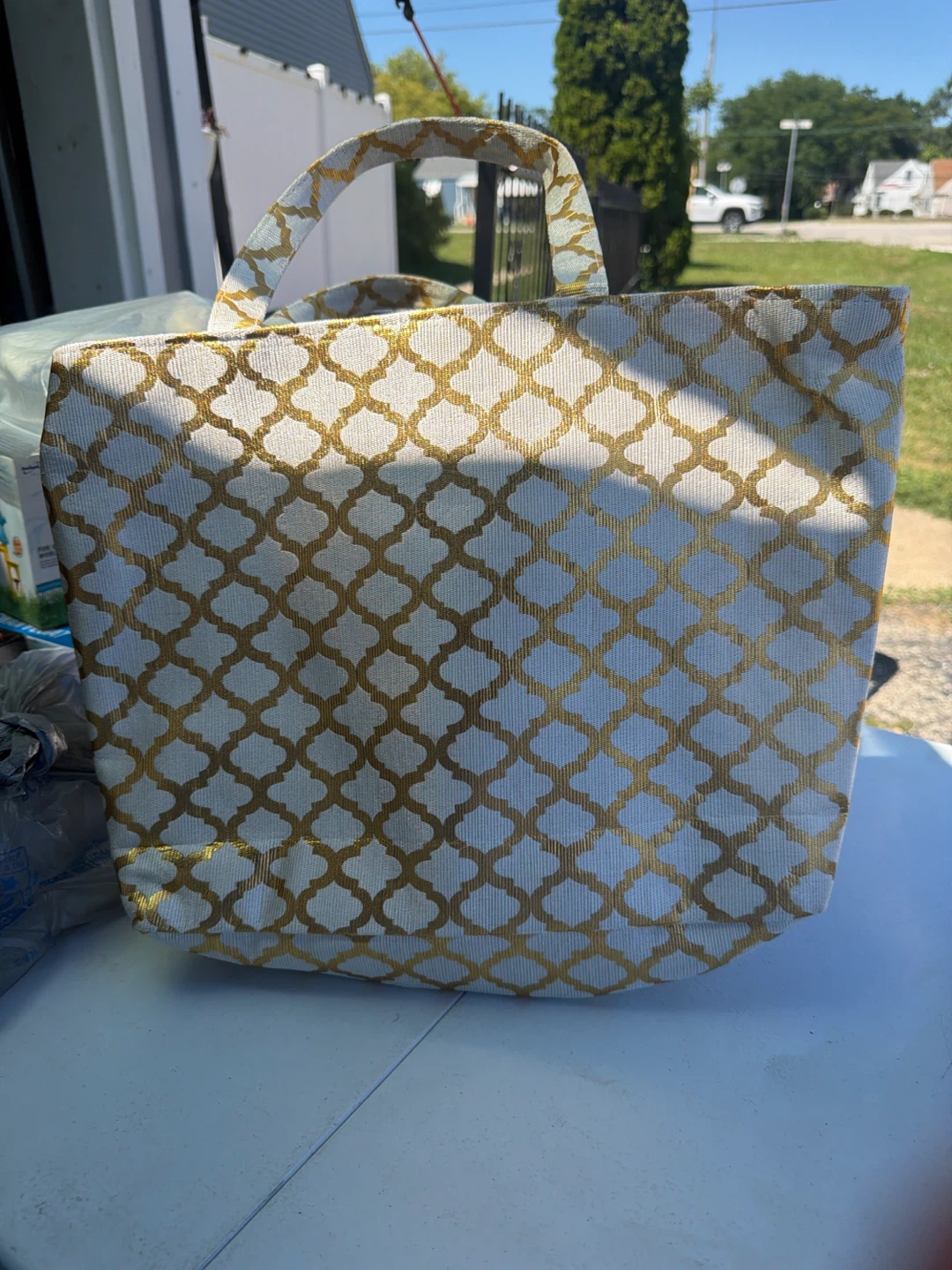 Tote Bag with Gold Pattern
