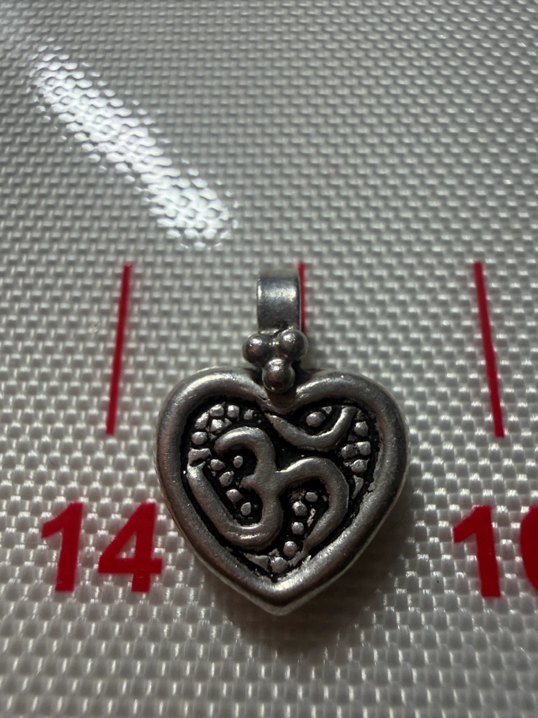 Solid Sterling Silver OM Heart Pendant