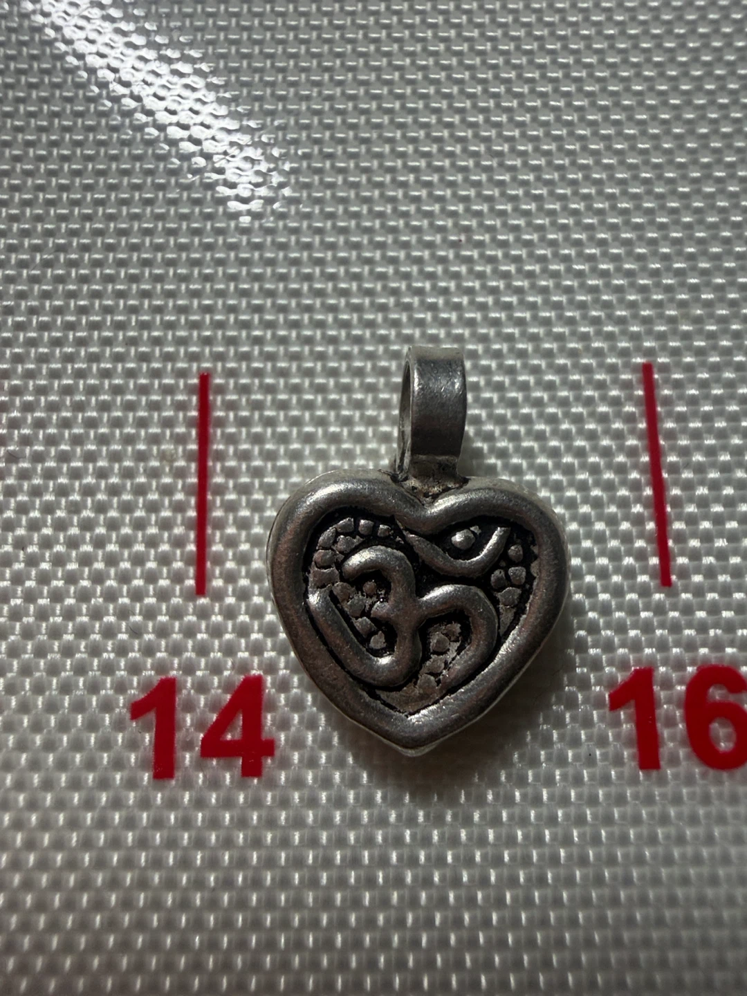 Solid Sterling Silver OM Heart Pendant - photo 2