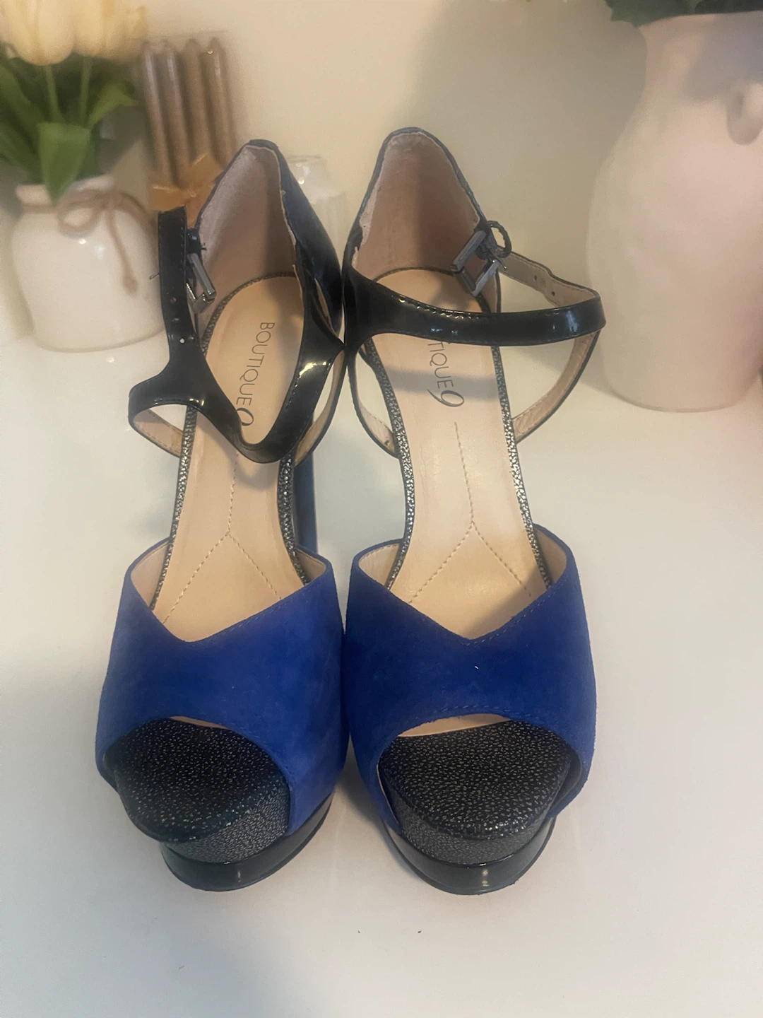 Boutique 9 Women's Royal Blue Peep Toe Platform Heels - photo 4