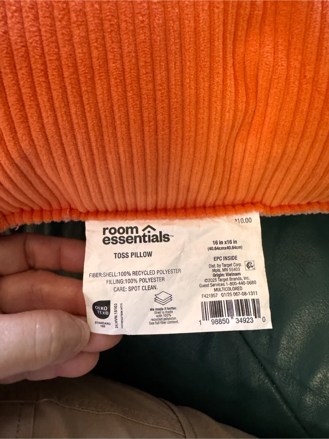 Room Essentials Toss Pillow - Orange and pink. Doble side - photo 3