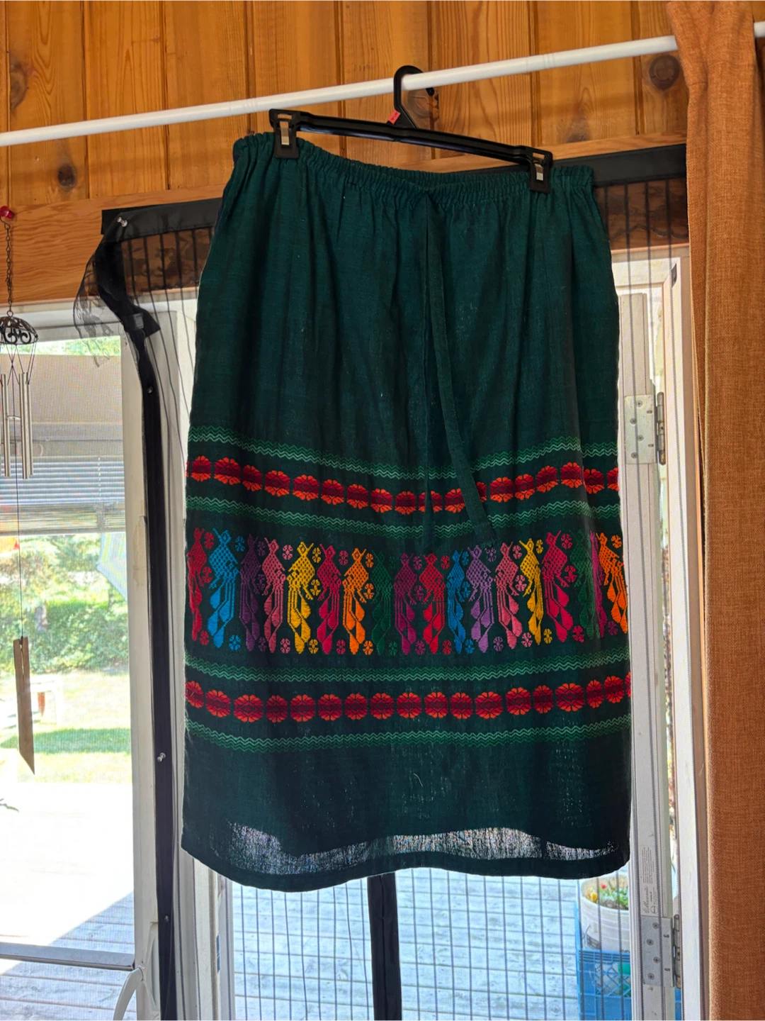 Green Embroidered Maxi Skirt