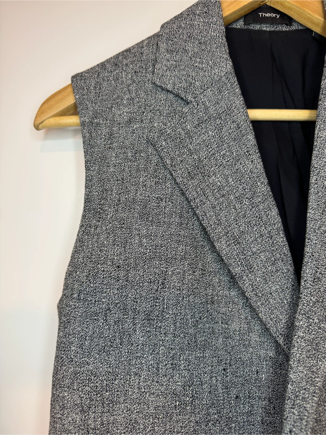 Theory Sideway Linen Crepe Belted Long Vest Gray Size 6 - photo 4