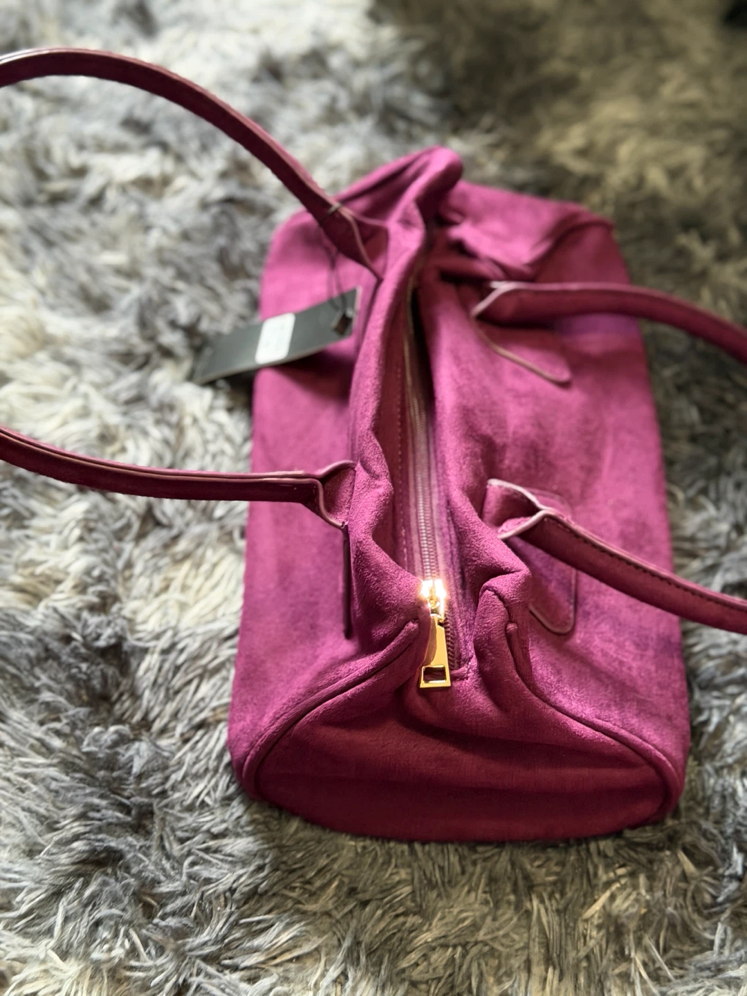 Deep Plum Faux Suede Shoulder Bag