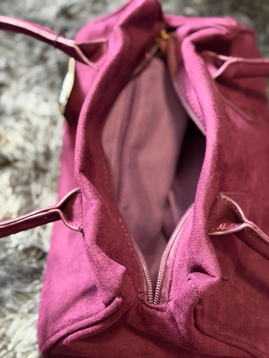 Deep Plum Faux Suede Shoulder Bag - photo 2