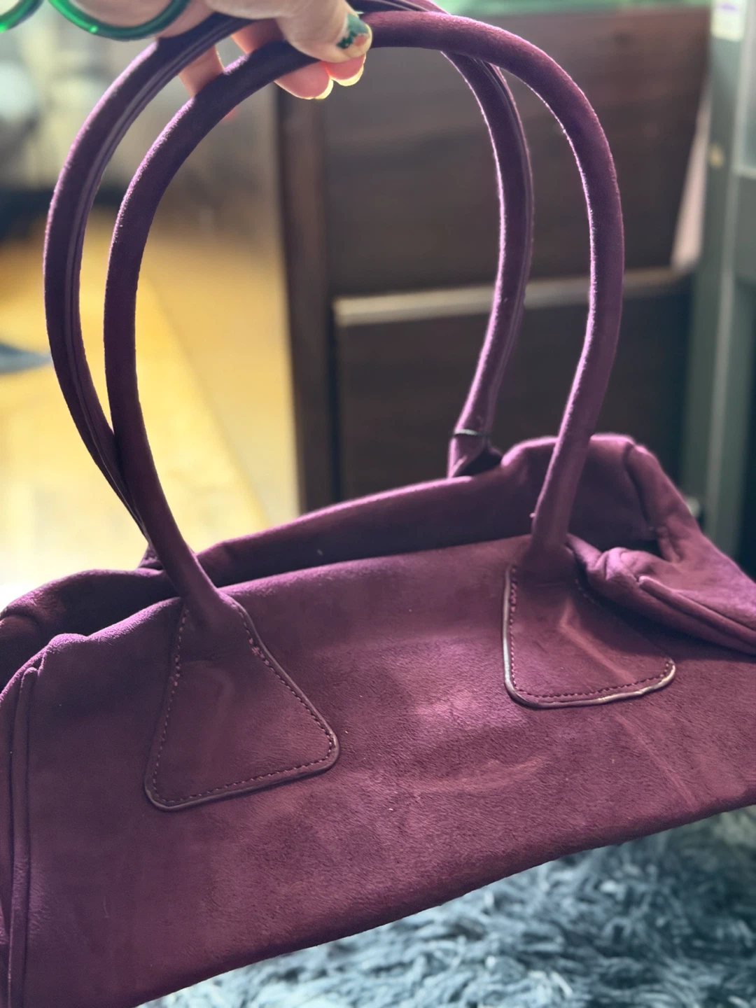 Deep Plum Faux Suede Shoulder Bag - photo 3
