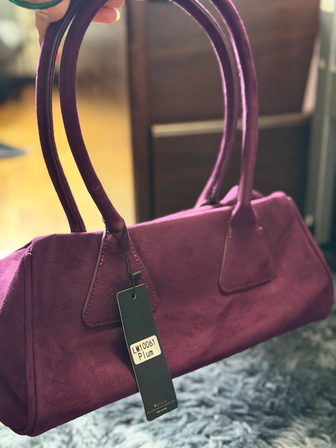 Deep Plum Faux Suede Shoulder Bag - photo 4