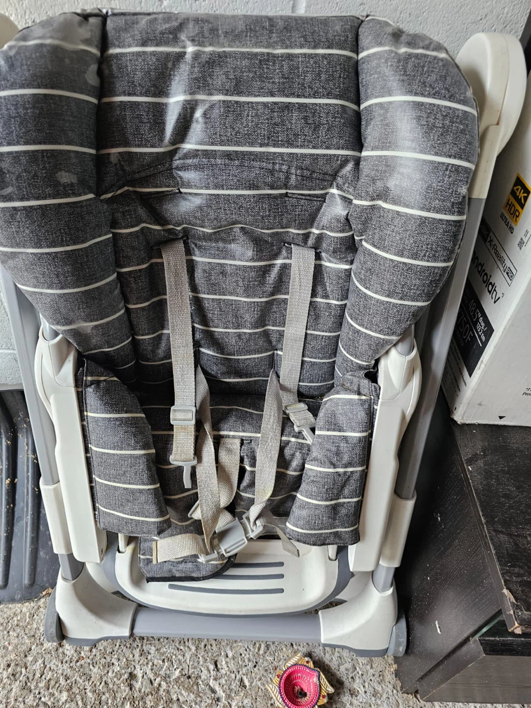 Gray Striped High Chair