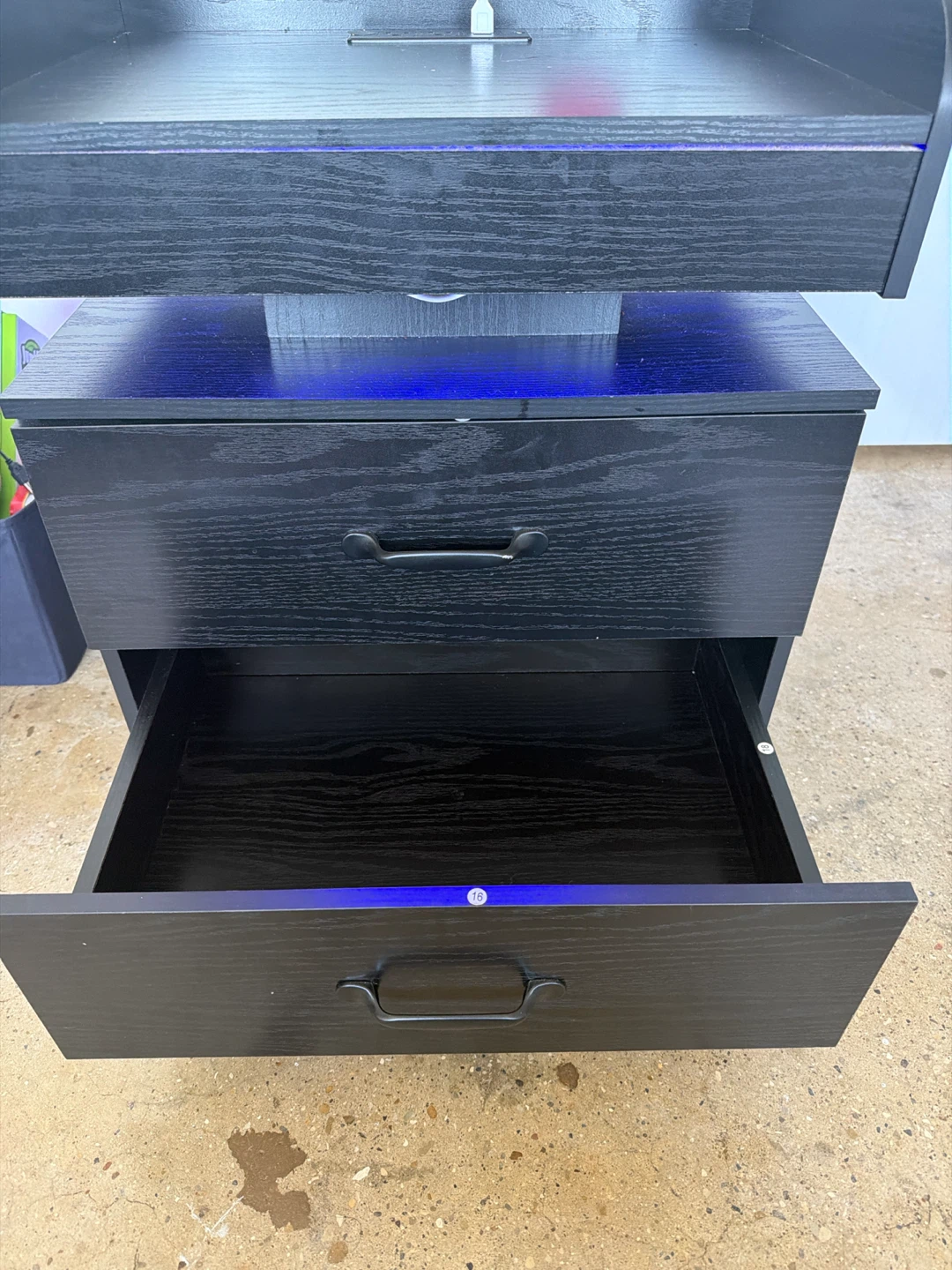 Black 2-Drawer Nightstand with LED Light Strip - photo 5