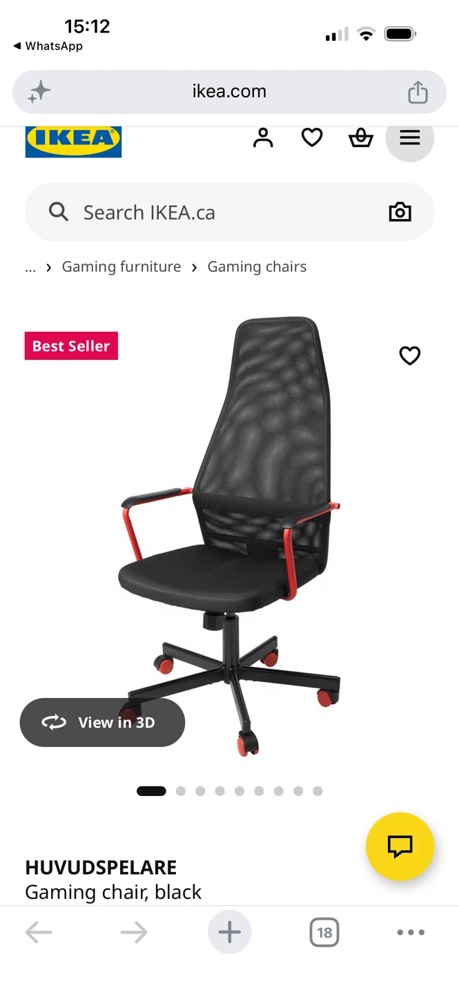 IKEA HUVUDSPELARE Gaming Chair, Black