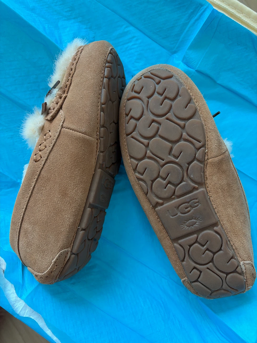 UGG Brown Suede Fur Mocassins - Size 6 - photo 2